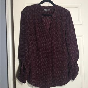 Maroon and White/pink NY&Co V Neck Blouse NWOT